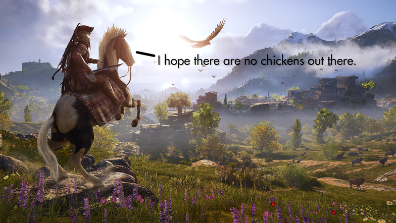 Illustration for article titled Assassin's Creed Odyssey Players Are Getting Their Asses Kicked By Chickens